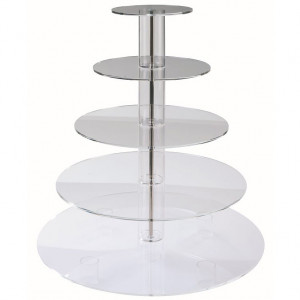Suport Bufet 5 Etaje, Plexiglas Transparent, Ø 50 x H 53 cm