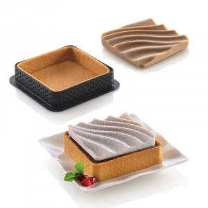 Tarte Sand Set 8 x 8 x H 2 cm, 6 микроперфорирани медни + силициеви формички 6 кухини - Img 2