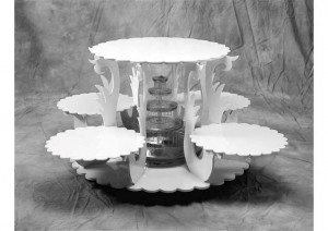 Стойка за торти модел Flora, 5 чинии, Ø 110 x H 51 cm - Img 2