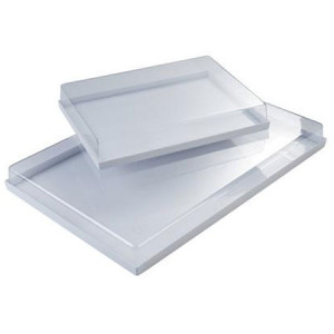 Тава с прозрачен капак 40 x 30 x H 6,2 cm, за съхранение и складиране, пластмасов материал - Img 1