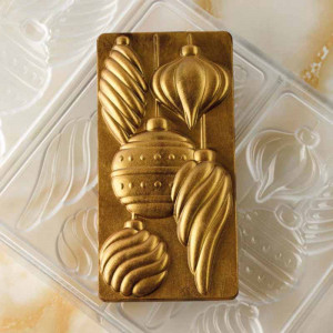 Шоколадови блокчета 15,4 x 7,7 x H 1,5 cm - Поликарбонатна форма за коледни украшения, 3 кухини