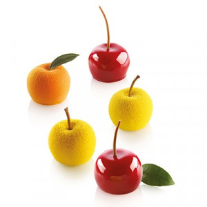 Apple/Cherry/Piersica Mignon 3D, Ø3.9xH3cm - Silicon Single Portion, 15 cavities - Img 5