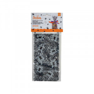 Bags S with Base, Cellophane with Spider Pattern, 12.5 x 3 x H 24 cm, Set 20 pcs
