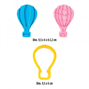 Balon Aer Cald - Decupator Plastic si 2 Marcatoare, 9.5 x 6 x H 2.2 cm, Set 3 Buc
