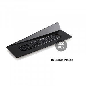 Baza Plastic Prezentare Monoportii, Model Dreptunghi Negru, 14 x 4 cm, Set 100 Buc - Img 1