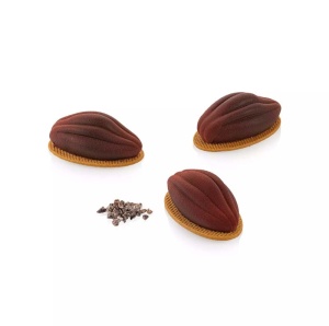 Cacao 3D 6,7 x 3,7 x H 2,6 cm - Силиконова форма, 12 кухини x 30 ml + резец