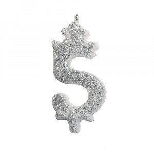 Cake Candle H 8.5 cm, Figure 5, Silver - Img 1