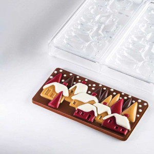 Chocolate bars 15.4 x 7.7 x H 1 cm - Polycarbonate mould Christmas tree, 3 cavities - Img 2