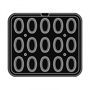 Cookmatic mould Cookmatic Model C Scalloped Profile, 6 -7.7 x 3.2 - 4.8 x H 2 cm, 15 cavities - Img 2