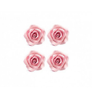 Cukros dekor - Rózsaszín rózsák R 3.5cm, 30 darab