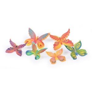 Decor din vafa - Fluturi 2 modele Ø 5 - 6.5 cm - 16 buc