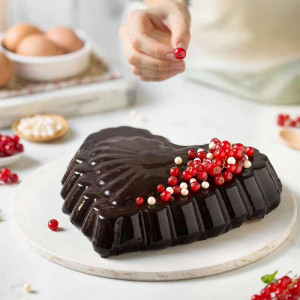 Decorated Heart Tray Ø 24 x H 5 cm, Non-stick steel - Img 3