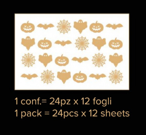Decoruri Aurii Comestibile pentru Decorarea Alimentelor, 4 Forme, Ø 3-4 cm, Model Halloween, 288 Buc - Img 2