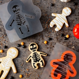 Decupatoare Plastic Halloween -Schelet 6.5 - 8 x 8 - 10.2 x H 2.2 cm + 4 Sabloane - Img 3
