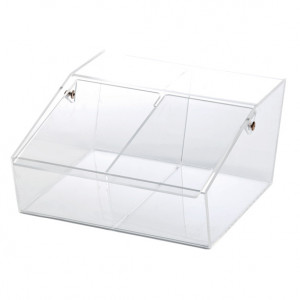 Dispenser Multiuz cu 2 Compartimente, Plexiglas Transparent, 26 x 22 x H 12 cm