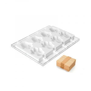 Forma Silicon Inghetata Paw, 2 forme silicon x 4 cav. 8.9 x 8.4 x H 2.4 cm, 98 ml, 50 bastonase - Img 10