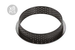Honore 8cm Ø8cm Tart Set, 8 Microperforated Copper + 8 cavities Silicon Mould - Img 4