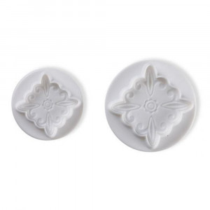 Lace or Square Decor Ø 4.5 and 6 cm - Plastic Cutters with Puller, Set 2 pcs - Img 1