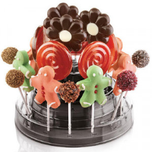LolliPops/CakePops tartó, 27 termék, fekete műanyag, 3 polc, 22,5 x H 11 cm, 22,5 x H 11 cm - Img 2