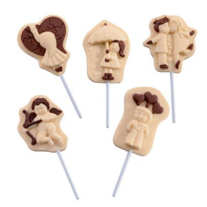 LolliPops Model Figurine Valentine's Day, Silicone Tray and Mould Ø 8 and 8.5 cm, Set 2 Pieces