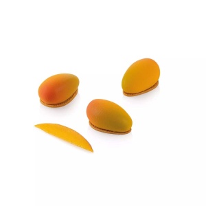 Mango 3D 5.7 x 3.5 x H 2.6 cm - Silicone Monoportion mould, 16 cavities x 30 ml + cutter