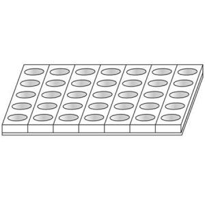 Monoportii Ovale 9 x 5 x H 4 cm - Set of 7 Moulds 35 products, tray 60 x 40 cm