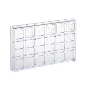 Napolitain Ciocolata 3,4 x 3,4 x H 0,4 cm - Polikarbonát városi forma, 24 üreggel - Img 2