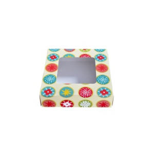 Négyzet alakú doboz ablakkal, sivatag, karton design kaleidoszkóp 22 x 22 x H 5 cm - Img 3