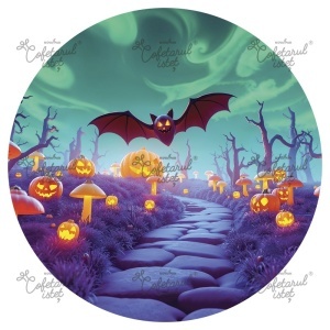 Pasta Zahar imprimata Halloween Model 11, Ø 20 cm - Cofetarul Istet