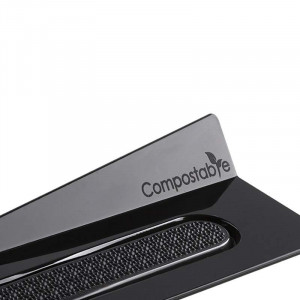 Plastic Base Single Portion Presentation, Compostable Black Rectangle, 14 x 4 cm, Set 100 pcs - Img 3