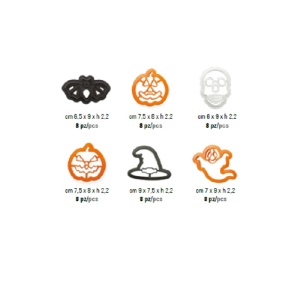 Plastic Halloween Cutters Halloween 6 Patterns, 6 - 9 x H 2.2 cm, 48 pcs