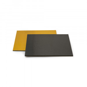 Platou Tort Patrat 2 Fete, Negru/Auriu, 24x24xH0.3 cm