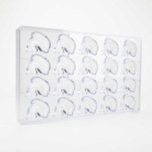 Polycarbonate mould 20 Pralines Flipper Dolphin, 4 x 3.3 x H 1.65 cm, 10.5 gr - Img 3