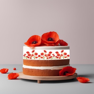 Printed Sugar Paste Flowers Model 9 - 2 Side Decorations Cake 10 x 28 cm, A4 - Confectioner Istet - Img 2