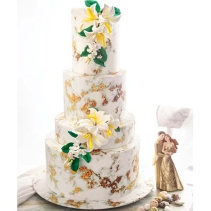 Printed Sugar Paste, Wedding Marble Pattern White and Gold, 60x41 cm, Set of 4 pieces - Img 2