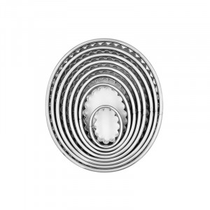Scalloped Oval - Stainless Steel Cutters Ø 3.4 - 11.7 x H 2 cm, Box 9 pcs - Img 1