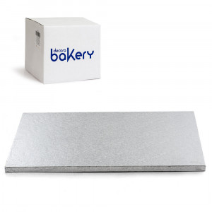 Set of 10 Rectangular Silver Rectangular Cake Plates, 70 x 50 x H 1.2 cm