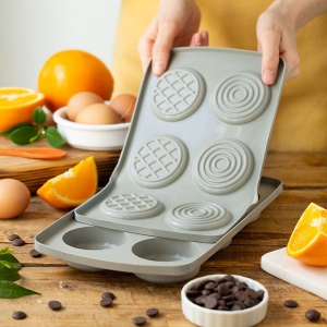 Set of 2 Silicon Biscuit Moulds 2 Models 2.87 - 3 x 1.65 - 1.75 x H 0.1 - 3.5 cm, 6 cavities - Img 5