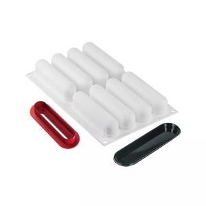 Silicon mould Ecler 13.5 x 2.8 x H 3.7 cm, 8 cavities + cutter + 10 trays, 120 ml - Img 4