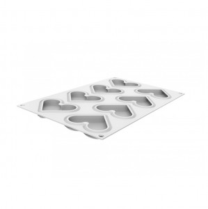 Silicon mould Heart Level 8 x 6.6 x H 1.2 cm, 8 cavities, 35 ml + cutter - Img 7
