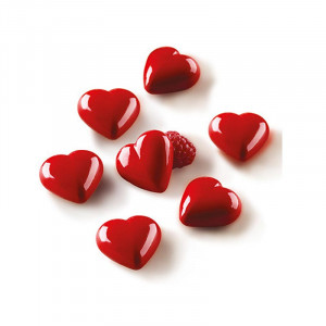 Silicon Praline mould Silikomart 3D Heart 3.1 x 3 x H 1.5 cm, 8 ml, 12 cavities (SCG48) - Img 3