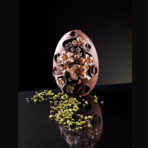 Silicone Egg Mould Small Egg Decorated with Walnut Flowers, Ø 5.8 x H 8 cm - Img 1