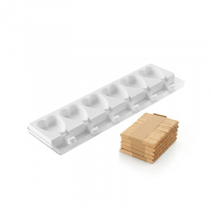 Silicone Mini Heart-IC Ice Cream mould, 2 moulds x 6 cav. 5.5 x 6.8 x H 1.8 cm, 45 ml, 50 sticks - Img 2