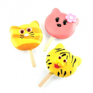 Silicone mould Ice Cream Cat, 2 silicone moulds x 4 cav. Ø 8.85 x H 8.2 cm, 95 ml, 50 sticks - Img 1