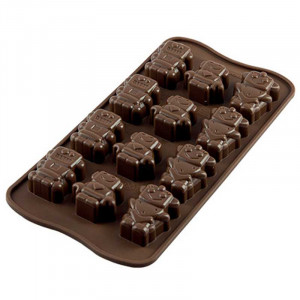 Silicone Praline mould Silikomart Roboti 3.95 x 2.67 x H 1.6 cm, 10 ml, 12 cavities (SCG18) - Img 1