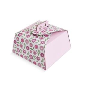 Square Dessert / Cake Box, Cardboard Floral Design 24 x 24 x H 13.5 cm - Img 2