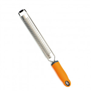 Stainless steel razor with narrow blade and orange non-slip handle, 39 x 3.6 cm - Img 1