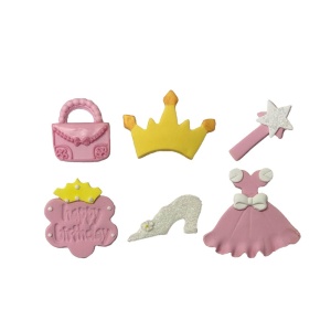 Sugar Decor - Pink Princess R 2.6 and 5 cm, 6 patterns, 6 pcs - Img 2
