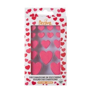 Sugar Decor - Red Hearts R 1.5, 2 and 3 cm, 16 pieces - Img 1