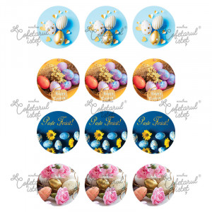 Sugar Paste printed Pasta Paste Model 6, 12 Decorations Ø 6 cm, A4 - Confectioner Istet